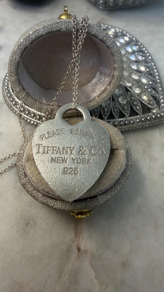 Vintage Silver Tiffany Heart "Please Return To" Pendant Necklace