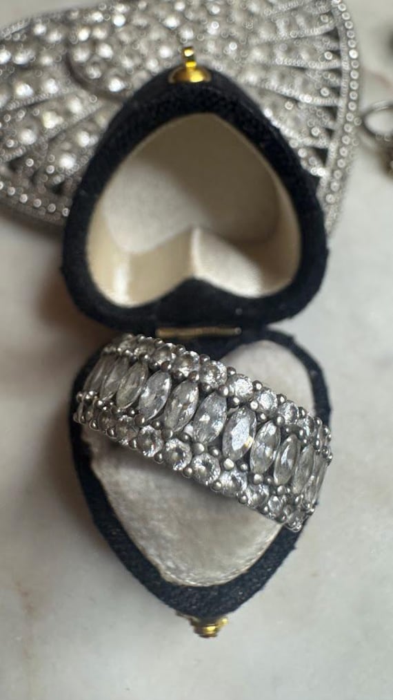 Vintage Silver Marquis CZ Eternity Band Ring