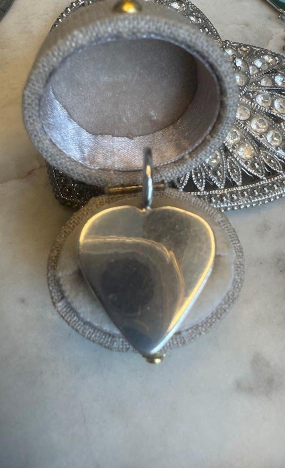 Vintage Silver Primitive Hand Forged Heart Pendant
