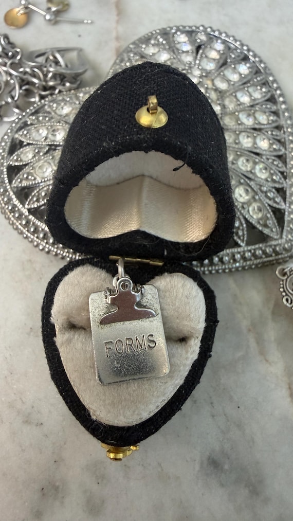 Vintage Silver Clipboard Charm