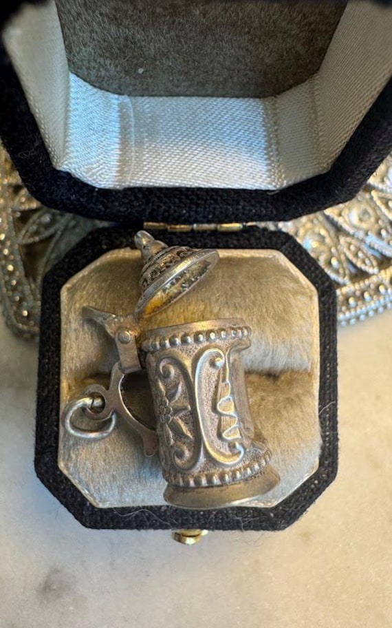 Vintage Silver Moveable Beer Stein Charm