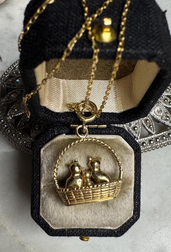 Vintage Kittens Pendant Charm Necklace