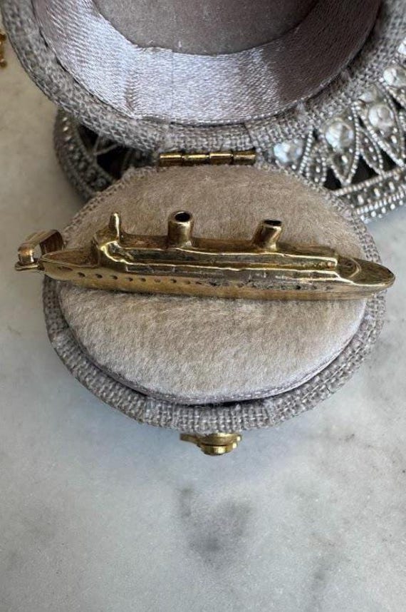 Vintage Gold Cruise "Titanic Like" Ship Pendant Charm