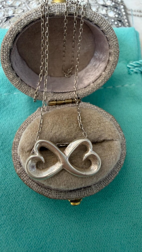 Vintage Silver Faux Tiffany Heart Pendant Necklace