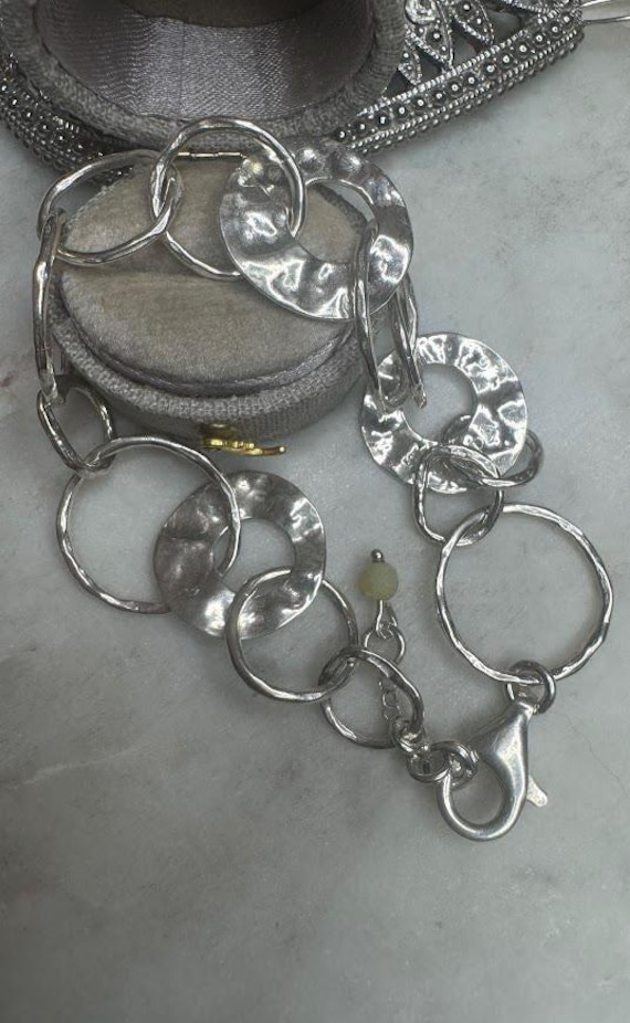 Vintage Silver Hammered Metal Circle Bracelet