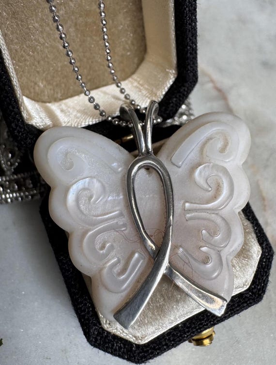 Vintage Silver Butterfly Pendant Necklace