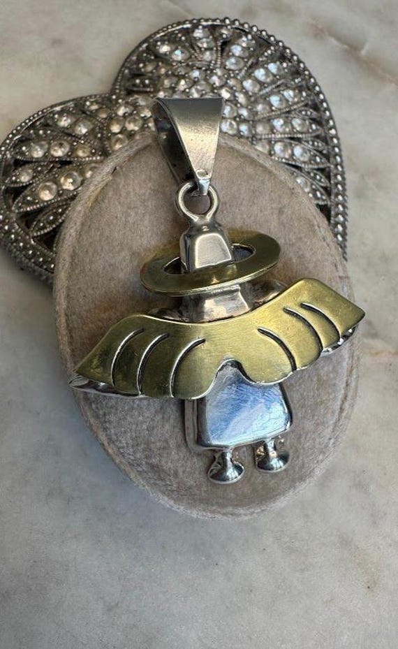 Vintage Silver Mexican Angel Pendant