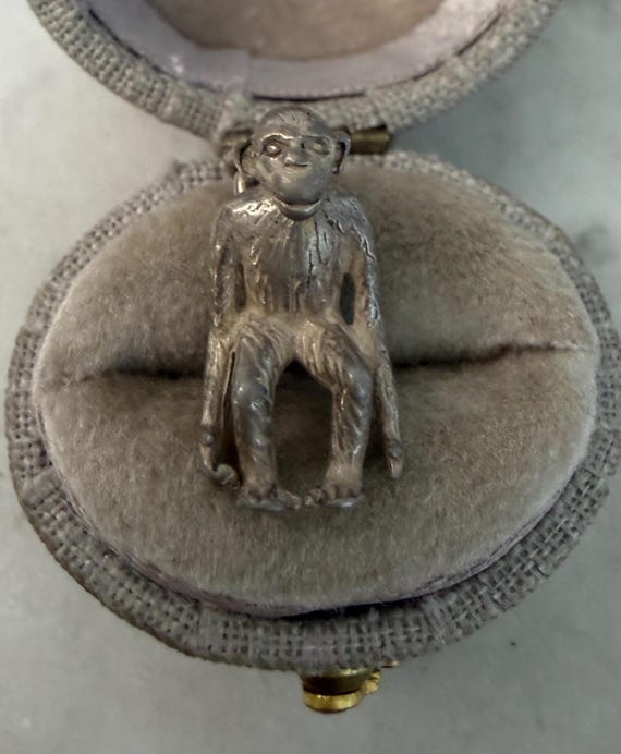 Vintage Silver Monkey Charm