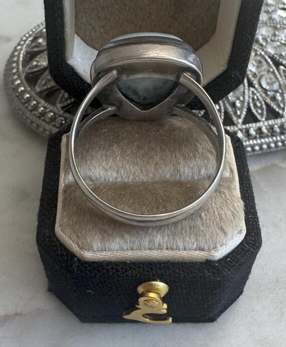 Silver Trillion Shaped Larimar Ring - image 2
