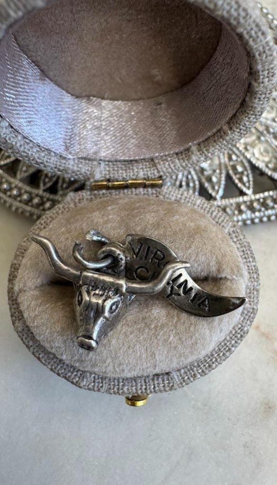 Vintage Silver Virginia City Bull Charm