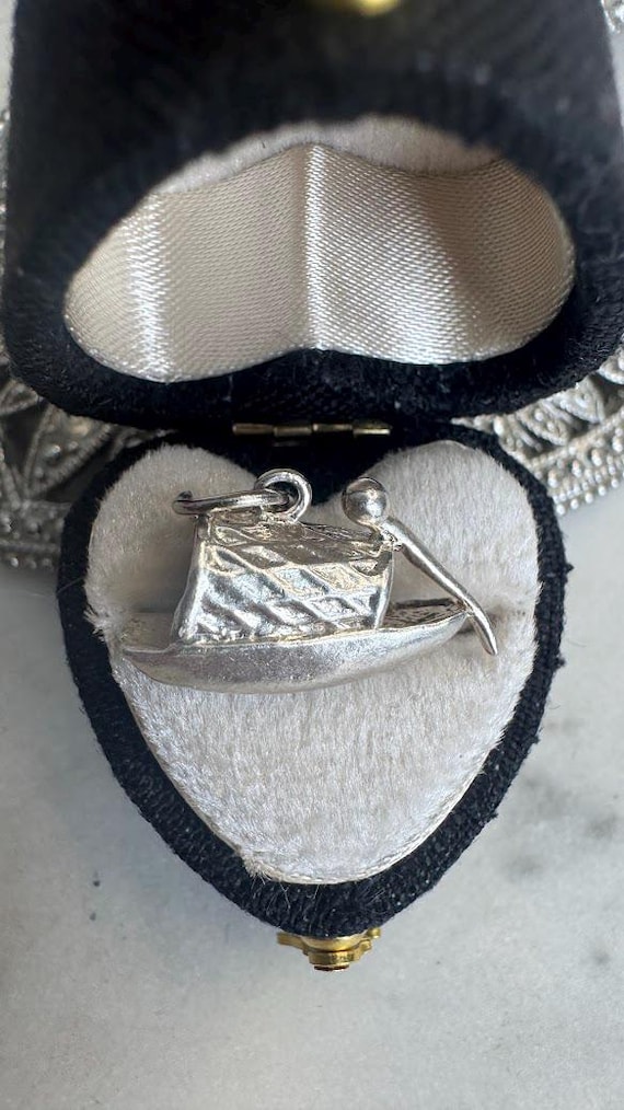 Vintage Silver Antique Asian Sailboat Charm