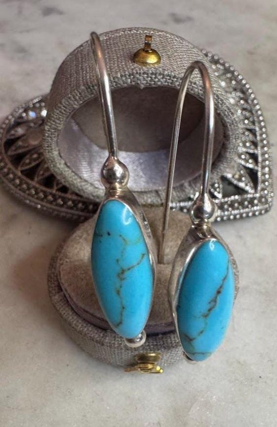 Vintage Mexican Silver Turquoise Earrings