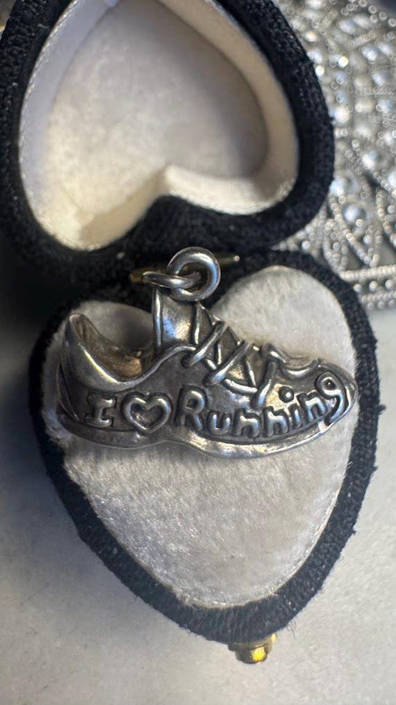 Vintage Silver I love Running Shoe Charm