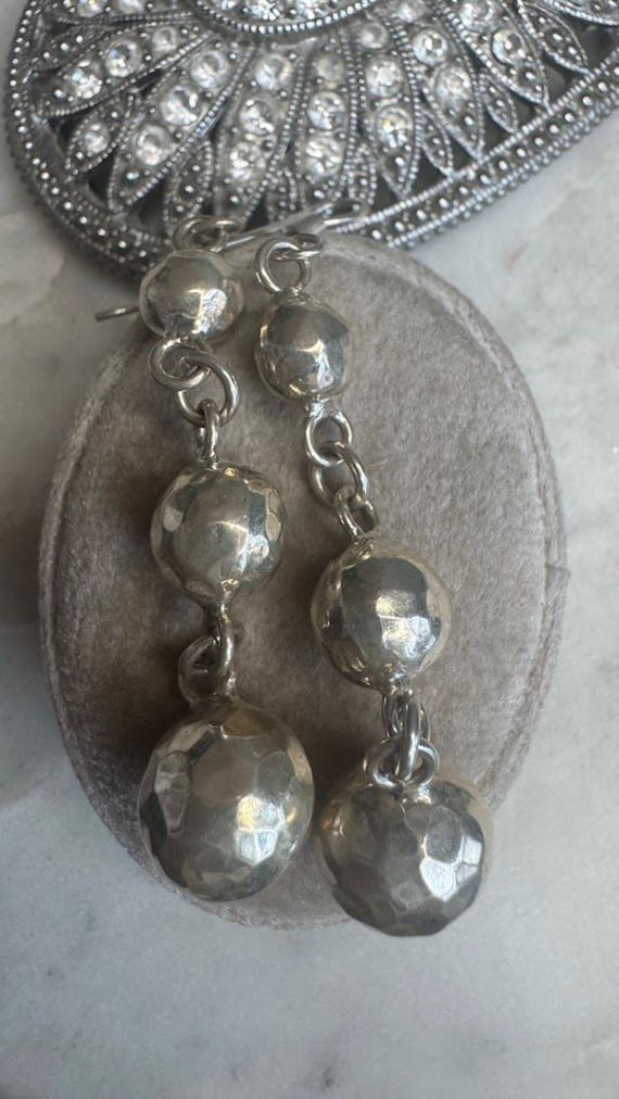 Vintage Silver Ball Dangle Earrings