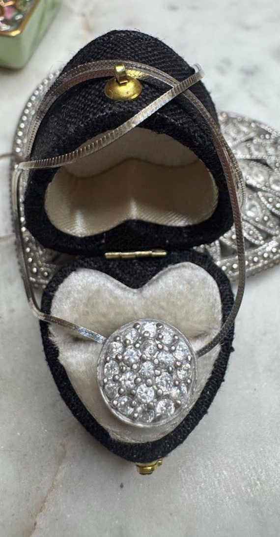 Vintage Silver Cubic Zirconia Slide Pendant