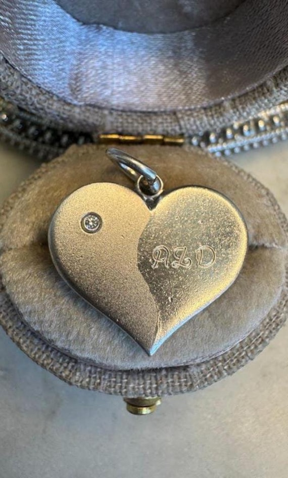 Vintage Silver Two-Sided Heart Charm Pendant