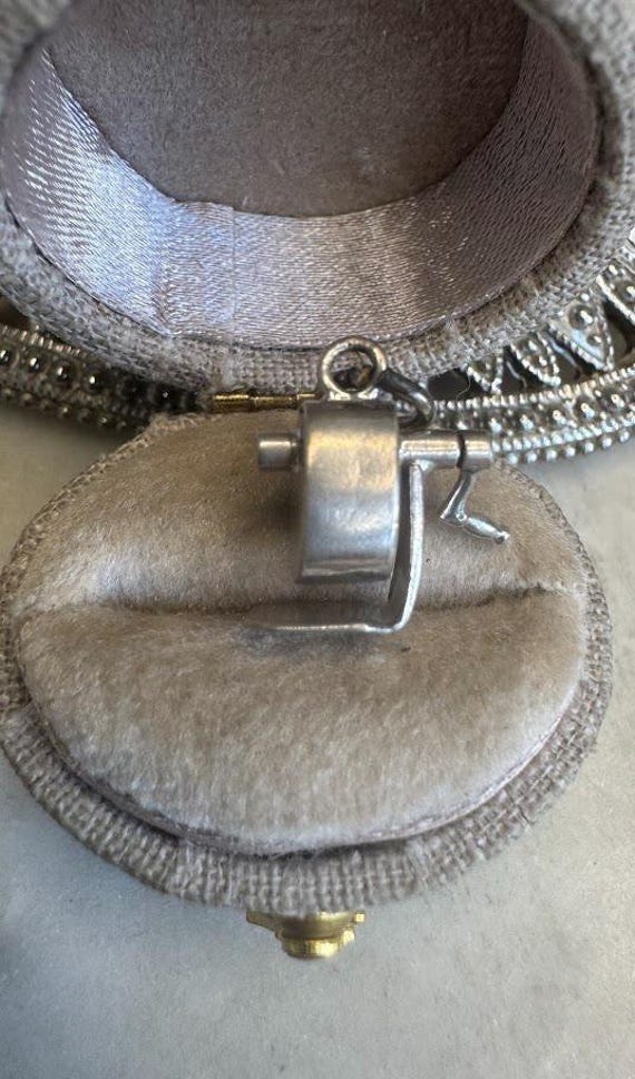 Vintage Silver Antique Fishing Reel Charm