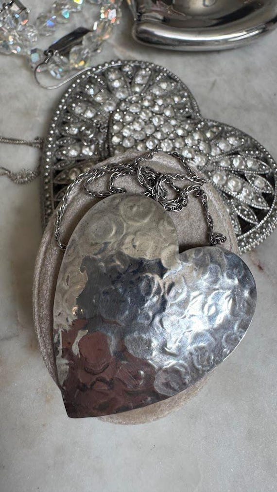 Vintage Silver Large Heart Pendant