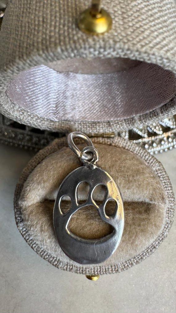 Vintage Silver Dog Paw Charm