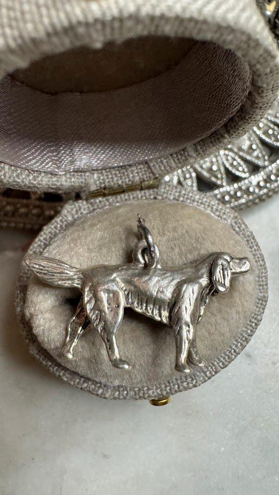 Vintage Silver Golden Retriever Charm