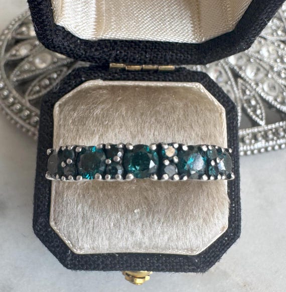 Silver Blue Diamond Ring