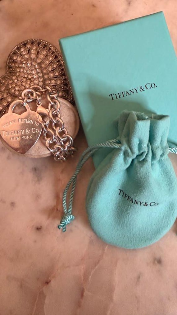 Rare Vintage Silver Jumbo Tiffany Heart Engravable Charm