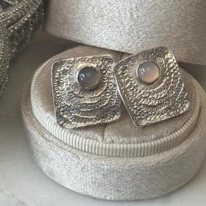 Vintage Silver Moonstone Earrings