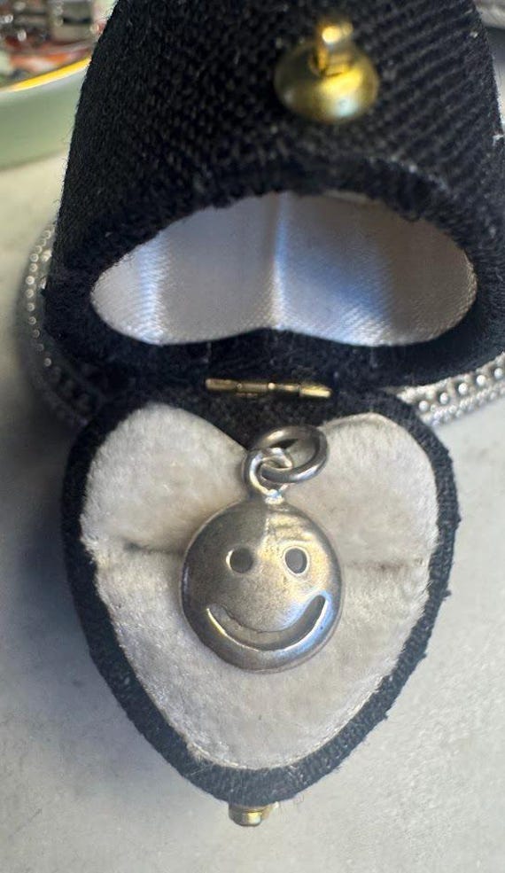 Vintage Silver Smiley Face Charm Pendant