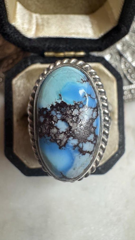 Vintage Silver Skeet Royston Turquoise Southwest Ring