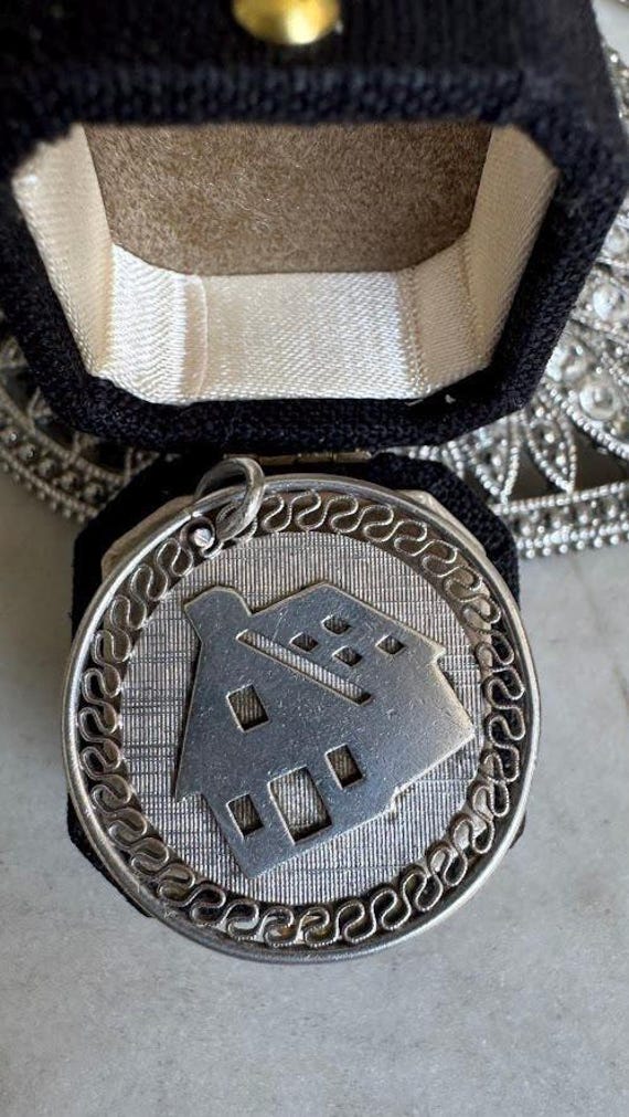 Vintage Silver House Charm Pendant