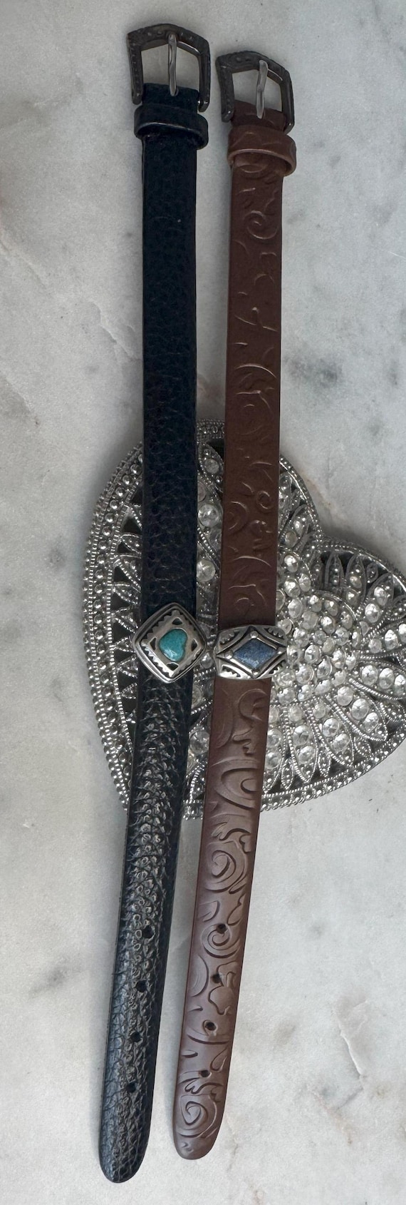 Prerogatives Leather Bracelets with Silver Turquoise Charms