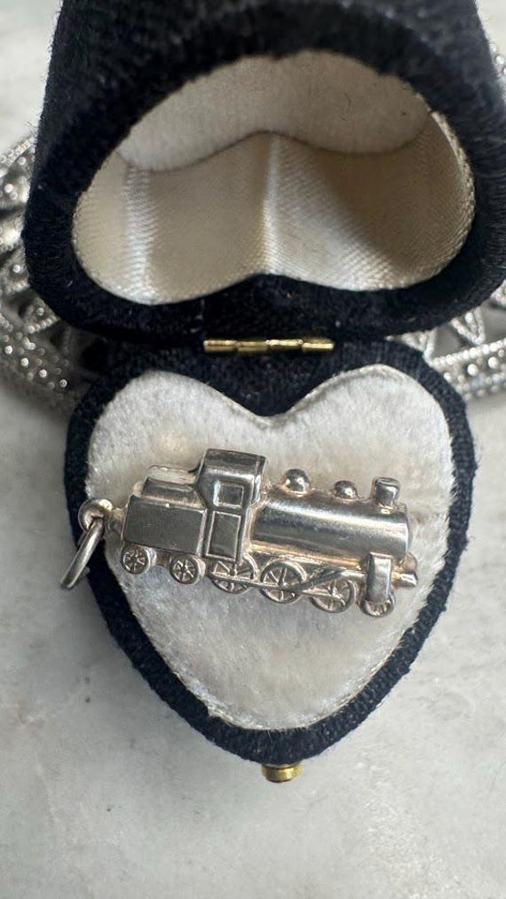 Vintage Silver Old Steam Train Charm