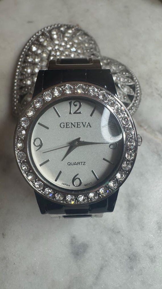Vintage Geneva Rhinestone Bangle Watch