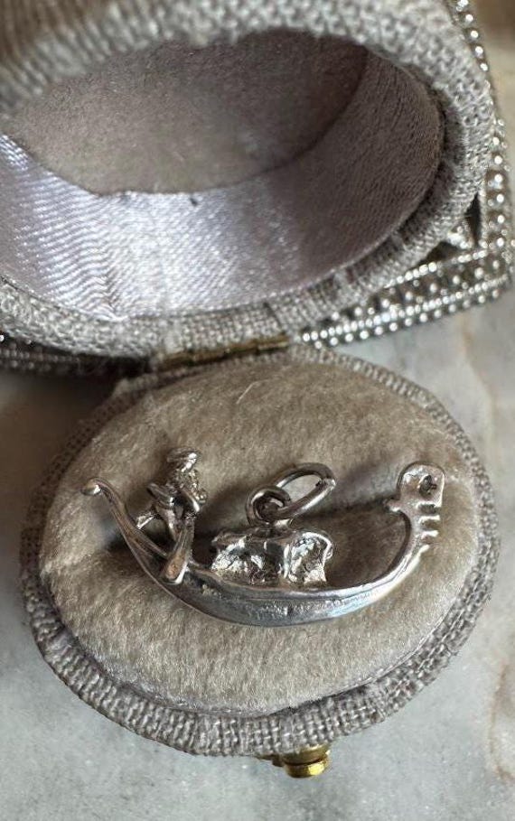 Vintage Silver Antique Venetian Gondola Charm