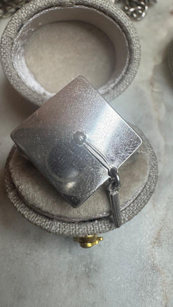 Vintage Silver Graduation Cap Beau Charm