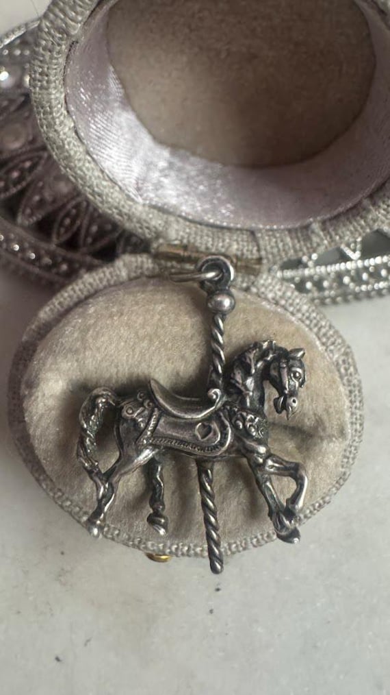Vintage Silver Carousel Pony Charm