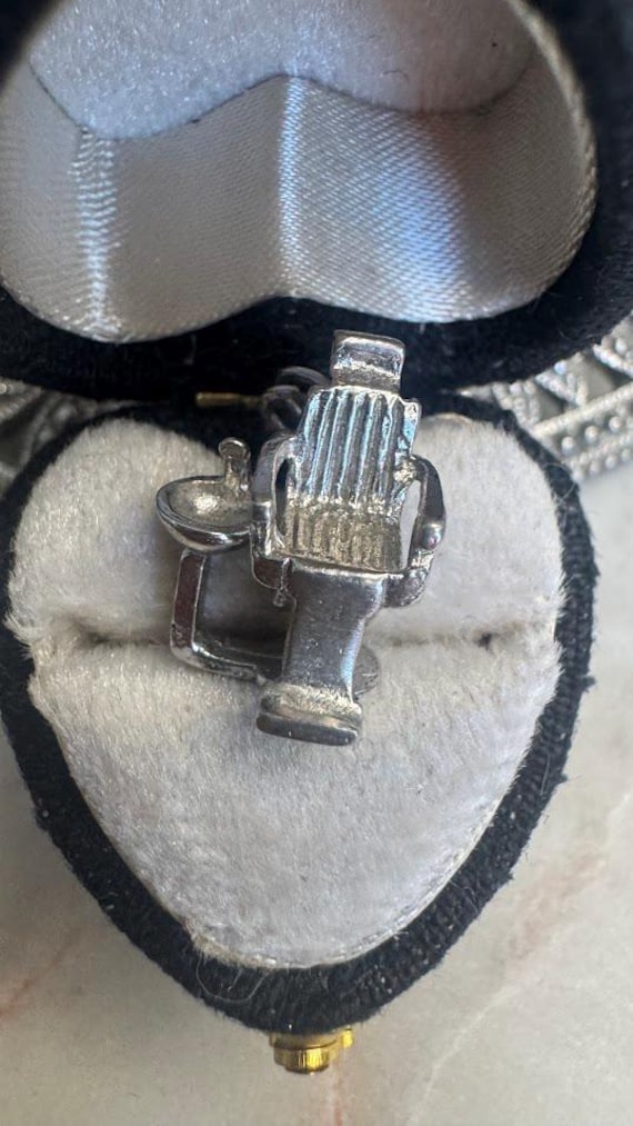 Vintage Silver Barber Shop Movable Charm