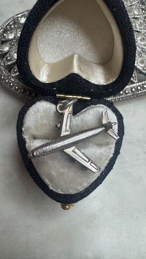 Vintage Modern Silver Airplane Charm Pendant