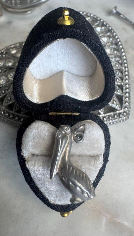 Vintage Silver Movable Pelican Charm