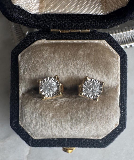 Half Carat Yellow Gold Diamond Stud Earrings