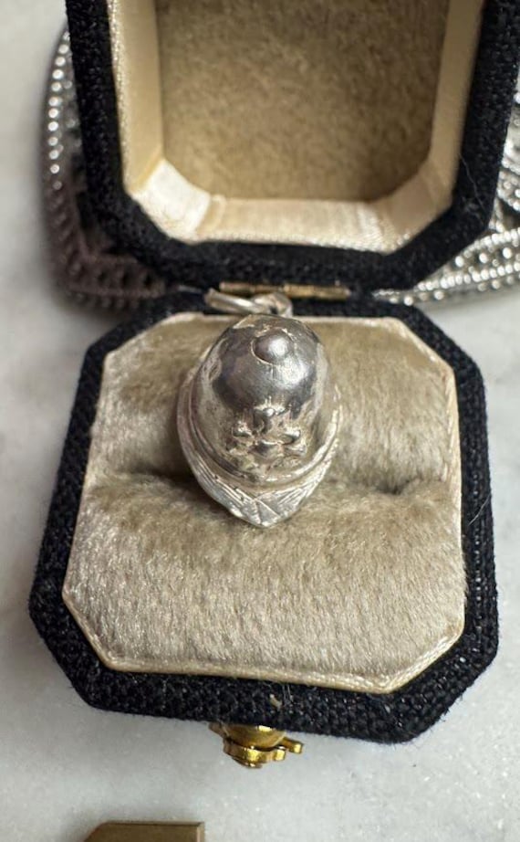 Vintage Silver English Police Hat Helmet Charm