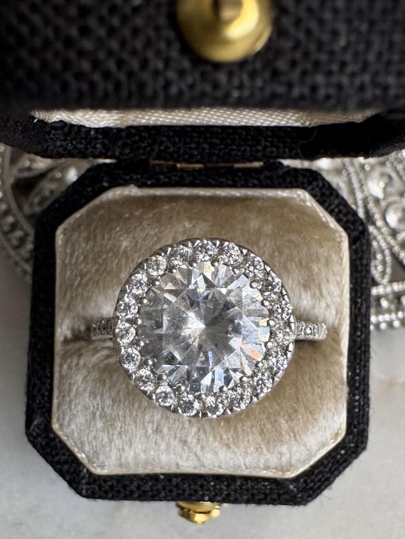 Silver CZ Halo Ring