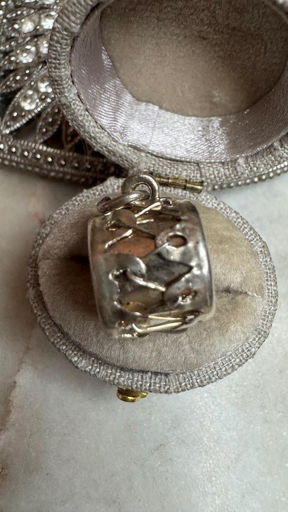 Vintage Silver Drum Charm Pendant