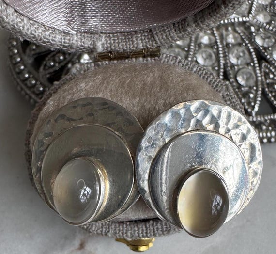 Vintage Silver Moonstone Earrings