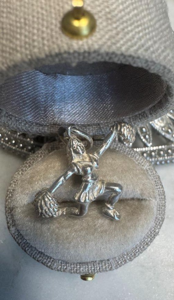 Vintage Silver Cheerleader Charm