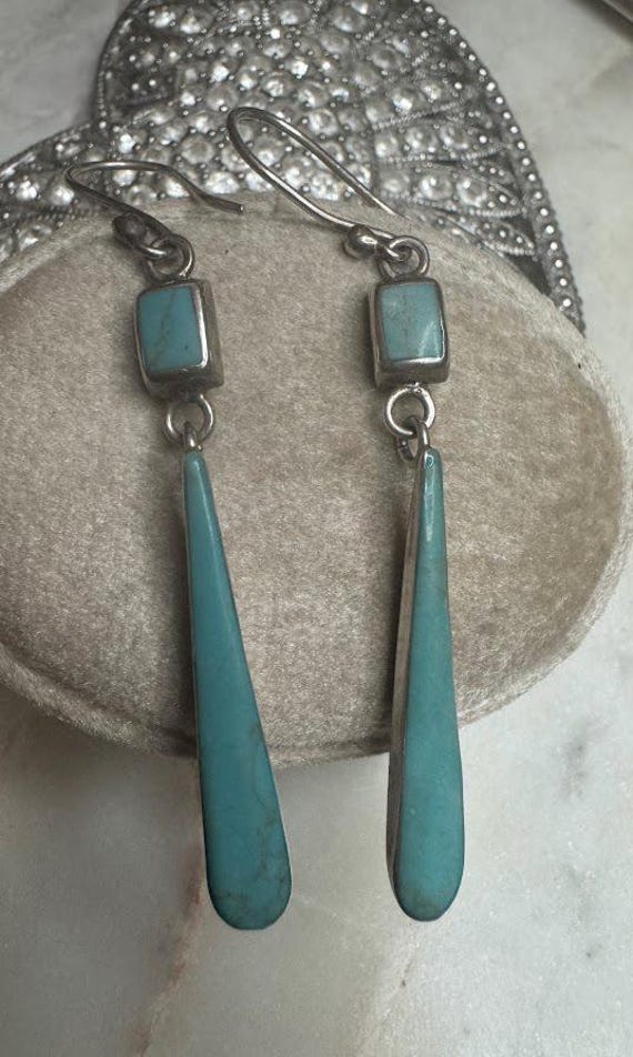 Vintage Silver Larimar Dangle Earrings