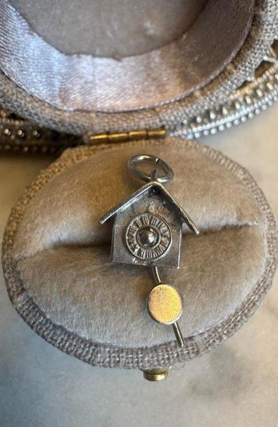 Vintage Silver Moveable Cuckoo Clock Charm