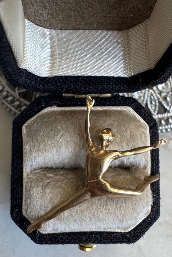 Gold Dancer or Gymnast Charm Pendant