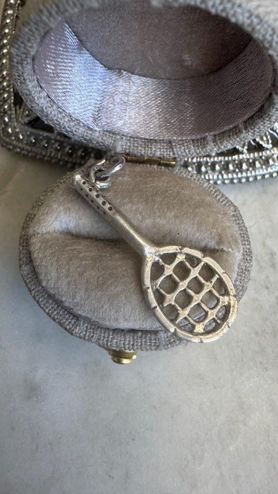 Vintage Antique Silver Tennis Racket Charm