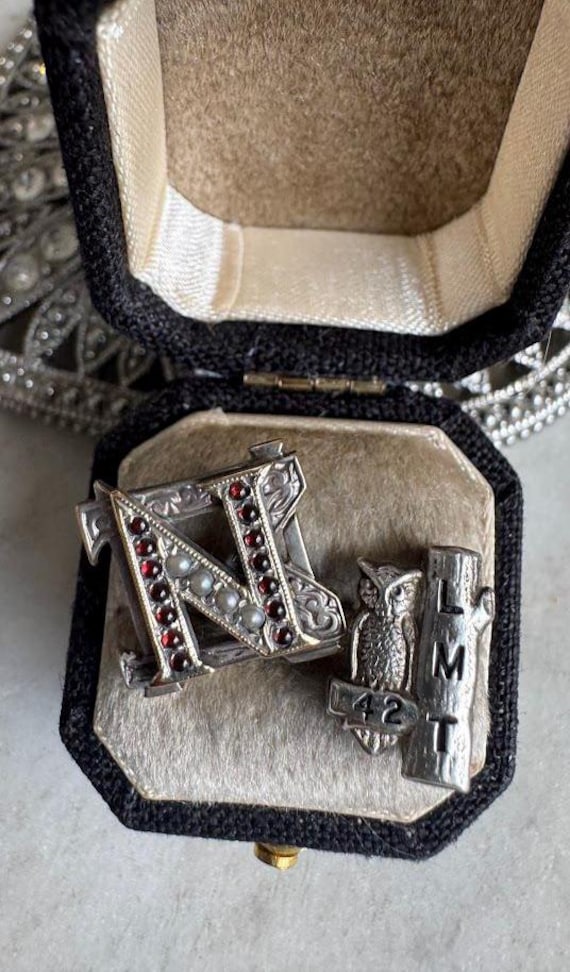 Vintage Silver Pins "N" Initial & LMT Owl